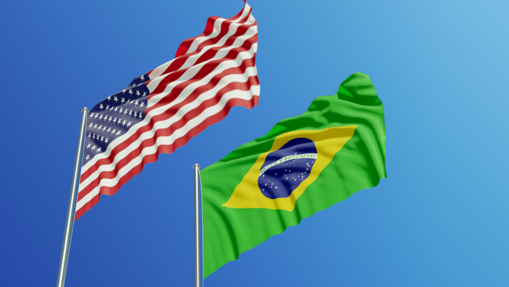 Bandeiras Brasil e Estados Unidos